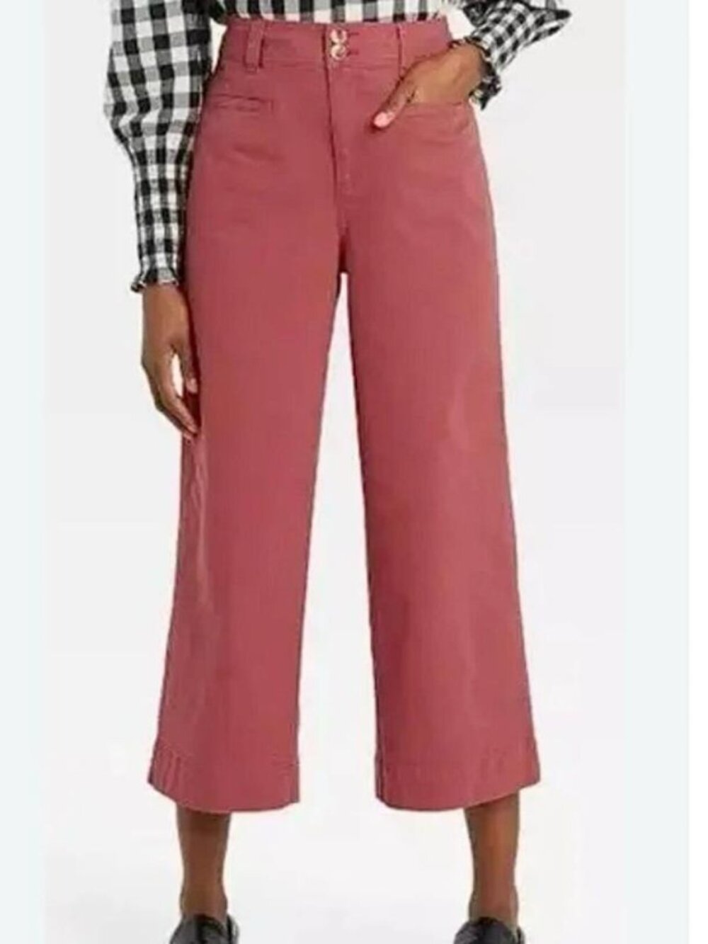 A NEW DAY Women's High Rise Cropped Wide Leg Pants Size 14 in Terracotta Red